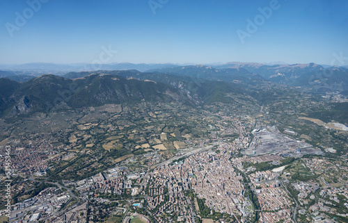 Terni historical and industrial town, aerial, Italy