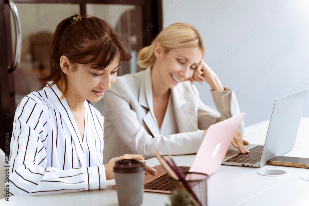 beautiful business woman working in company office with cheerfulness beautiful business woman working in company office with cheerfulness