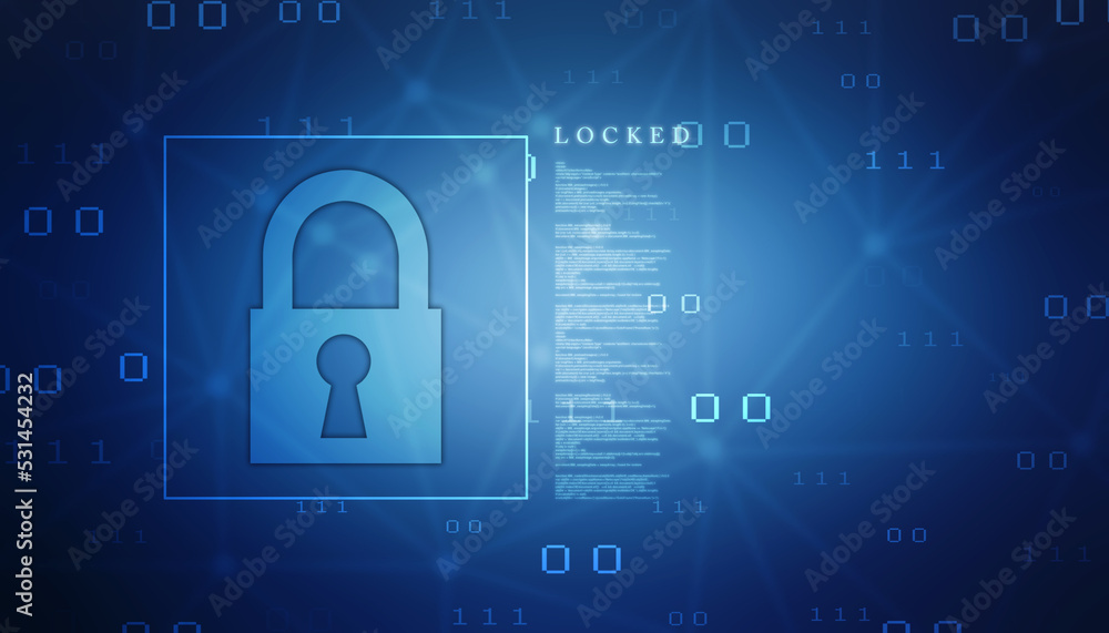 Fototapeta premium Digital Padlock on abstract technology background, Technology security concept. Modern safety digital background. Protection system, Cyber Security and safety information, personal data concept