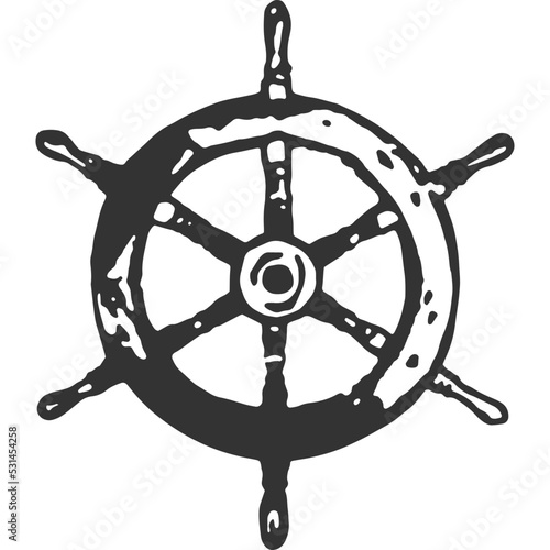 Boat Wheels Vintage Illustration Vector