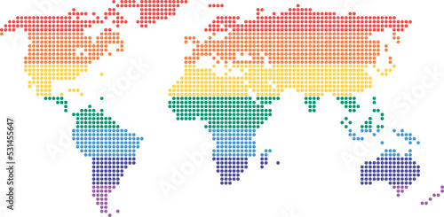 Asia in rainbow colored dots - lgbtq community