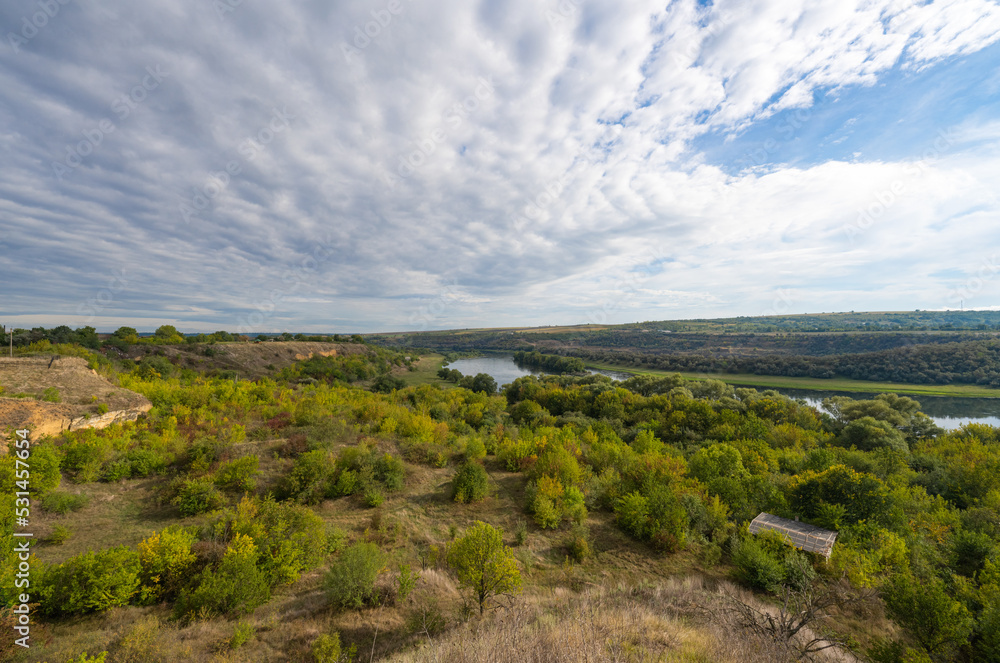 Naklejka premium Autumn landscape of the Dniester river
