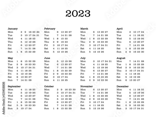 Year 2023 calendar