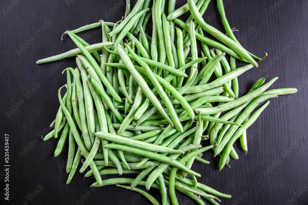 Green beans isolated on black background Green beans isolated on black background