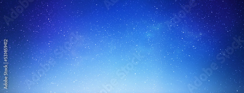Night starry sky at sunrise. Blue galaxy, horizontal banner © daboost