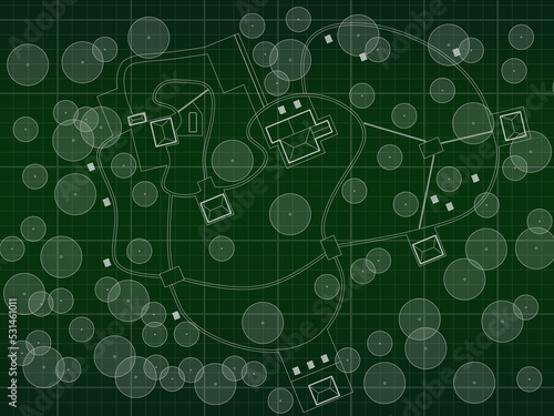 Park garden or urban plan. Landscape concept. Architectural top view illustration with trees. Landscape design park scheme