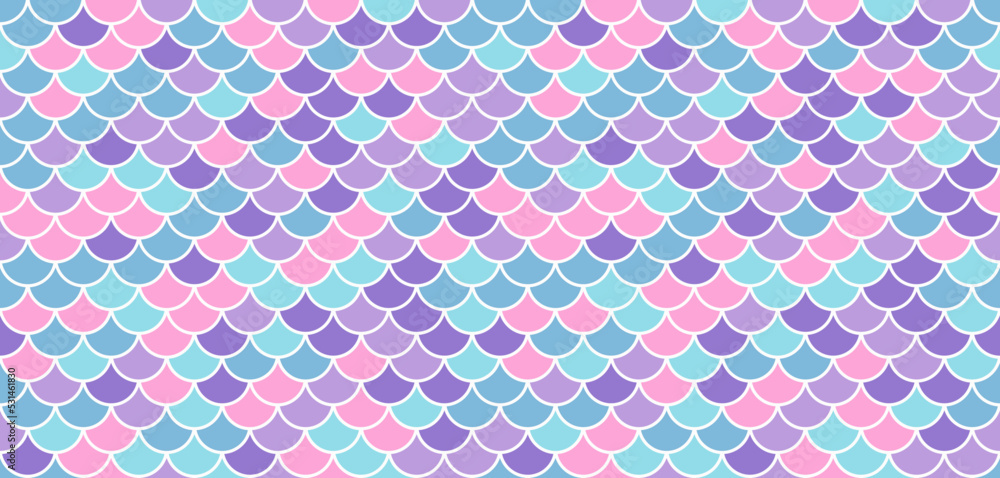 Mermaid scale background. Hologram unicorn iridescent pattern. Fish tail wallpaper. Vector neon print.