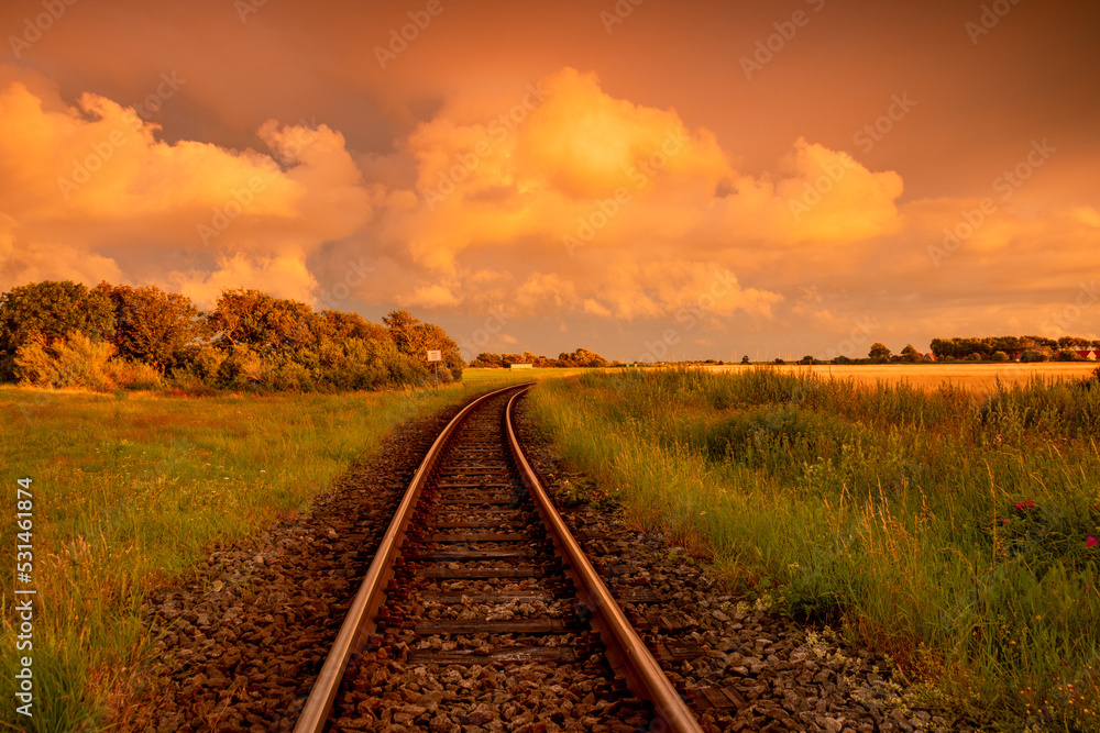 Railway at golden hour