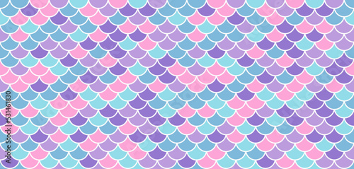 Mermaid scale background. Hologram unicorn iridescent pattern. Fish tail wallpaper. Vector neon print.