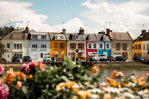 Beautiful Colorful houses in Isigny-sur-Mer, Normandia, France