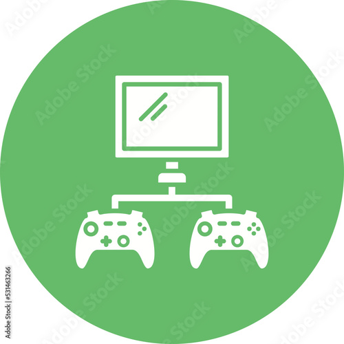 Video Game Multicolor Circle Glyph Inverted Icon