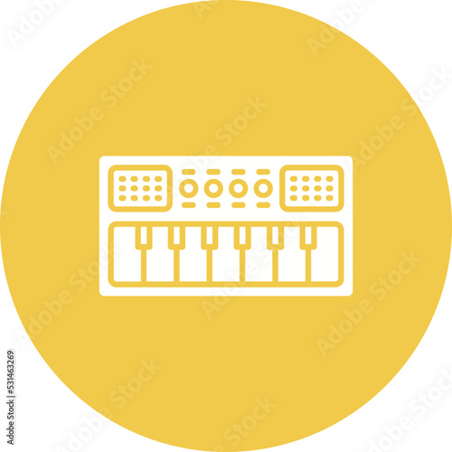 Piano Multicolor Circle Glyph Inverted Icon
