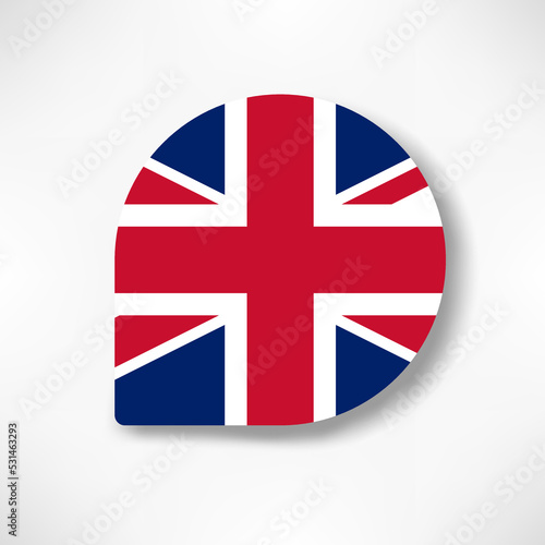 United Kingdom drop flag icon with shadow on white background.