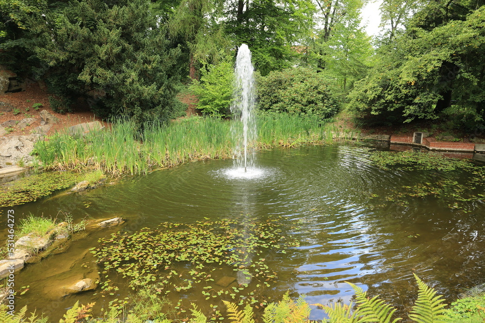 Verwunderlich Springbrunnen Im Teich Fotos