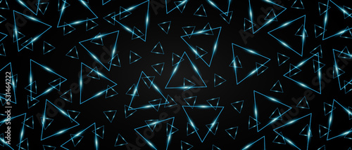 Abstract triangles pattern. Luxury dark black background with glowing triangles. Modern backdrop  flyer  website  cover  banner  advertising  etc. Vector EPS 10