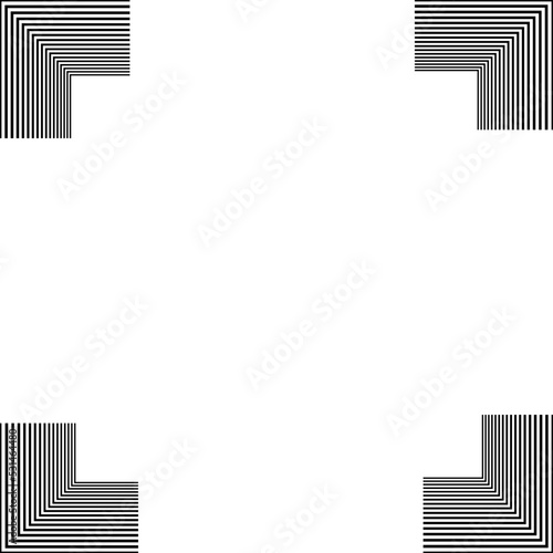 Black outlined corner lines  border. Optical illusion. Isolated vector illustration  transparent background. Asset for overlay  texture  pattern  montage  collage  shape  card or mark making.