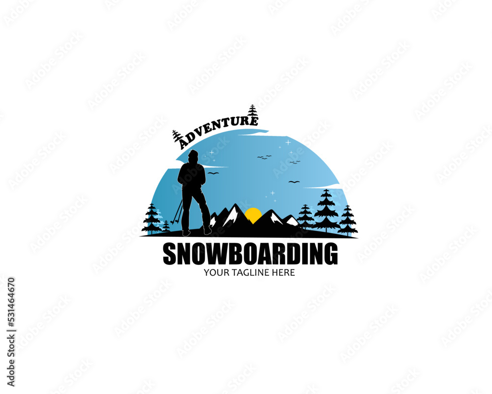 Snowboarding logo silhouette vector design