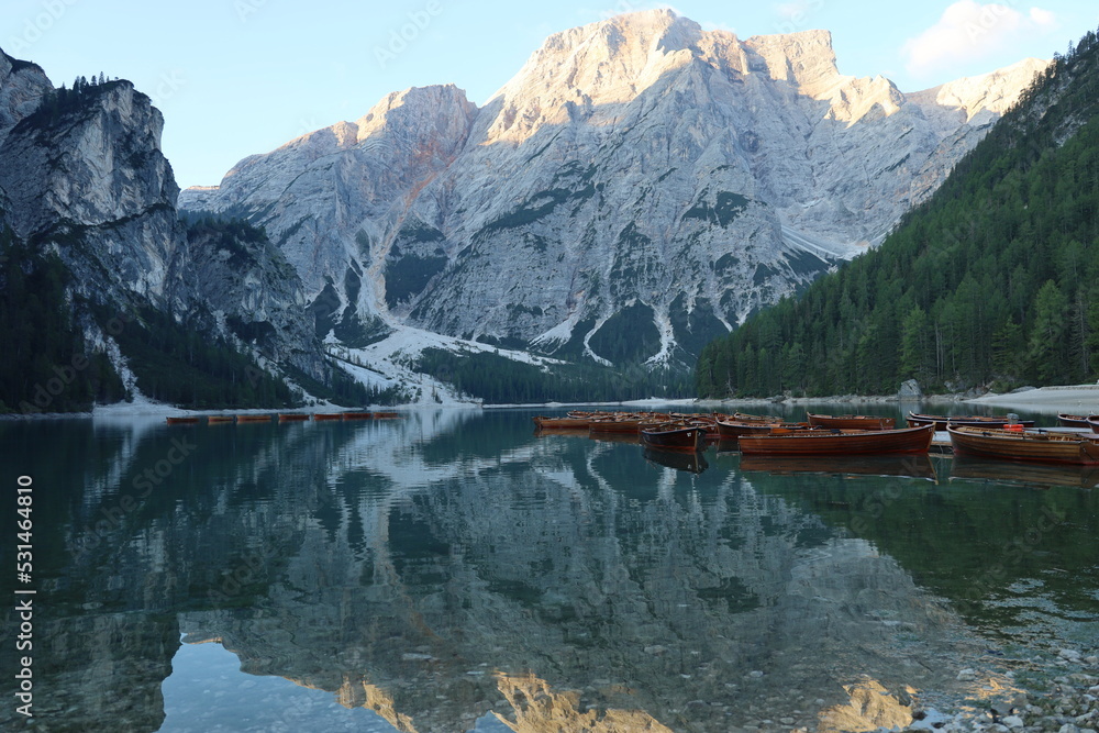 lake in the mountains , braies lake