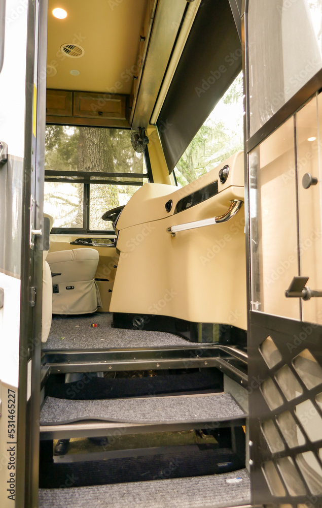 Entry steps into Luxury ClassA RV Motorhome ภาพถ่ายสต็อก Adobe Stock