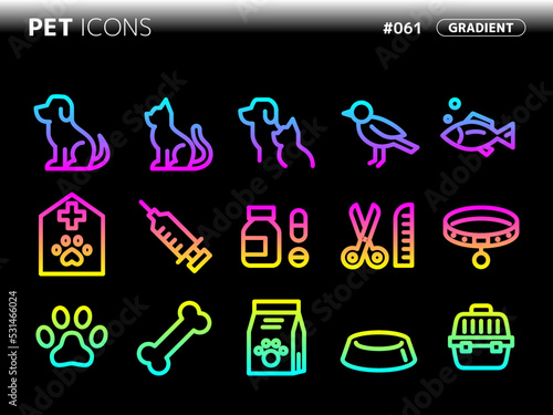 ペットに関連するグラデーションスタイルのアイコンセット_061