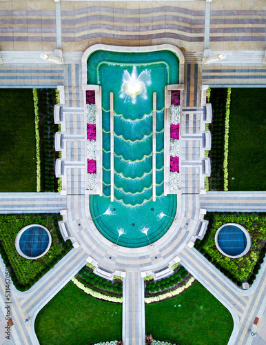 art deco water fountain overhead