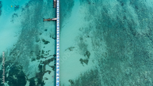 aerial view of the harbor. the long pier in the beautiful sea.