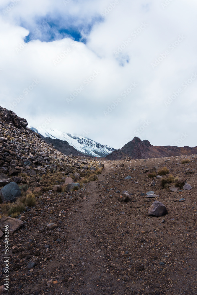 Panoramic view of snow-capped mountain peaks Panoramic view of snow-capped mountain peaks
