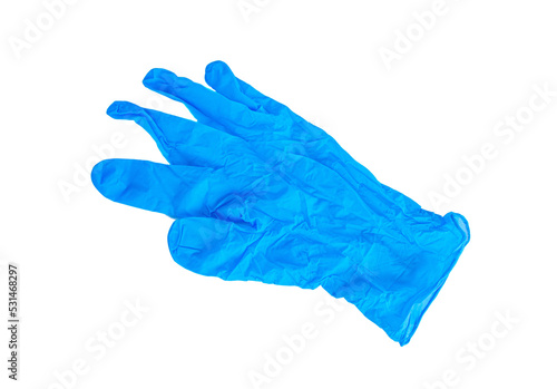 Blue surgical glove top view, png
