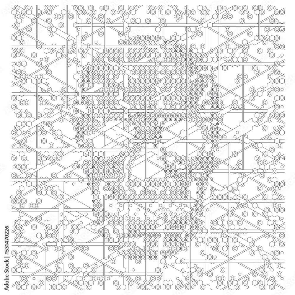 Artistic geometric vector illustration of a human skull inside an abstract pattern