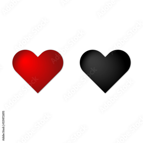 Vector illustration of two colored hearts isolated on white background