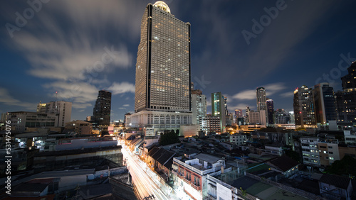 Bangkok Thailand silom bang rak evening in the blue hour.
 photo