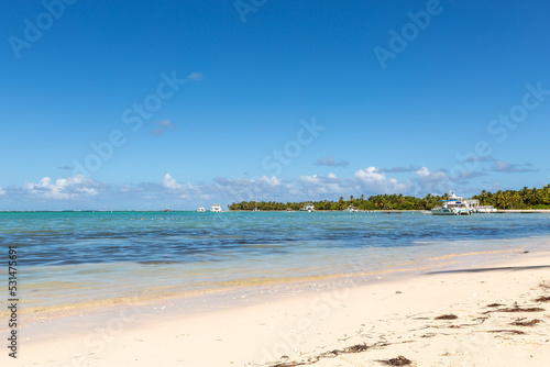 Fototapeta Naklejka Na Ścianę i Meble -  Bavaro beach in sunny day with calm ocean and white  beach, Dominican republic