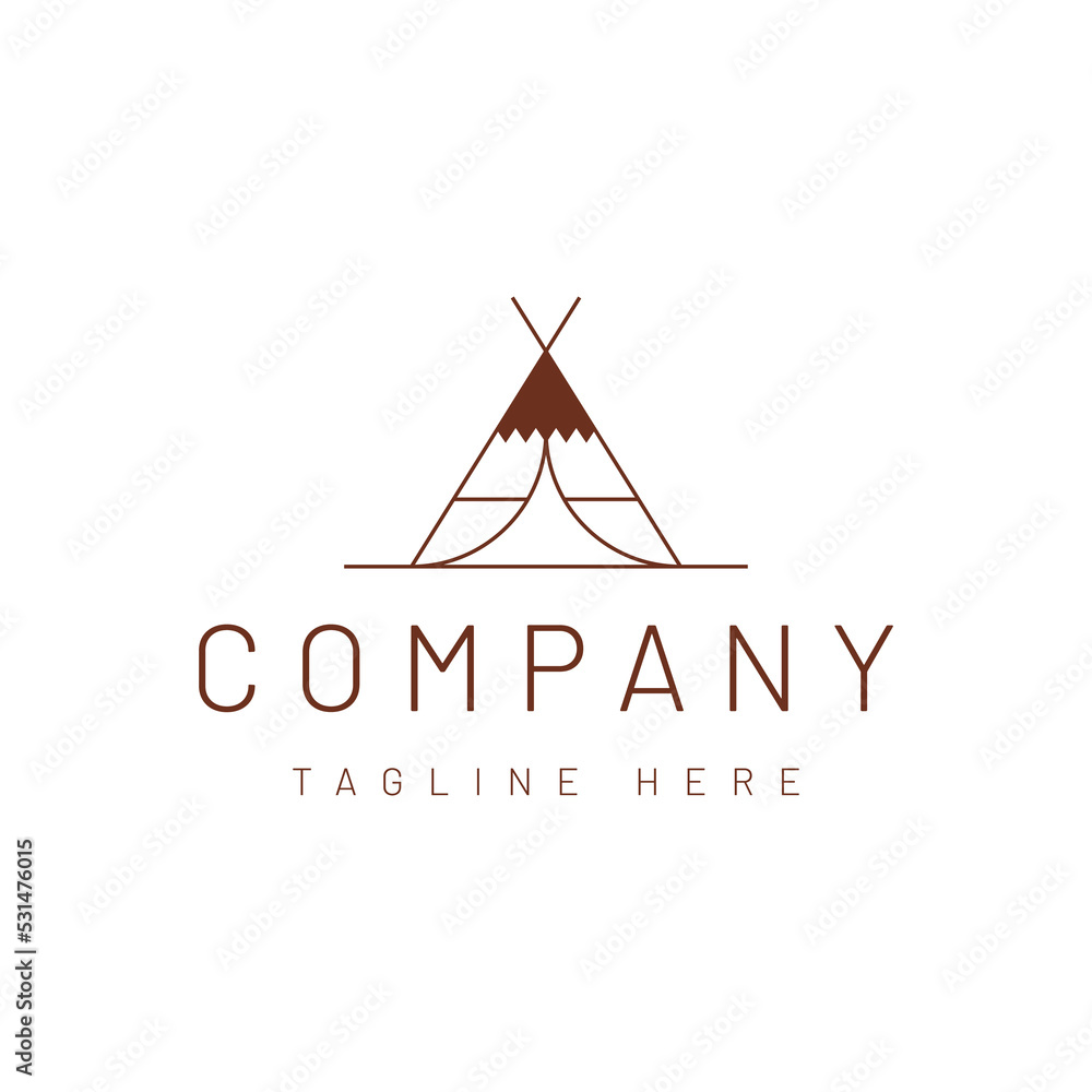 ancient Indian native tent tee pee logo design