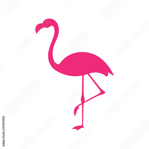 Pink flamingo isolated on white. Pink flamingo cutout vector graphic. Flamingo SVG illustration.