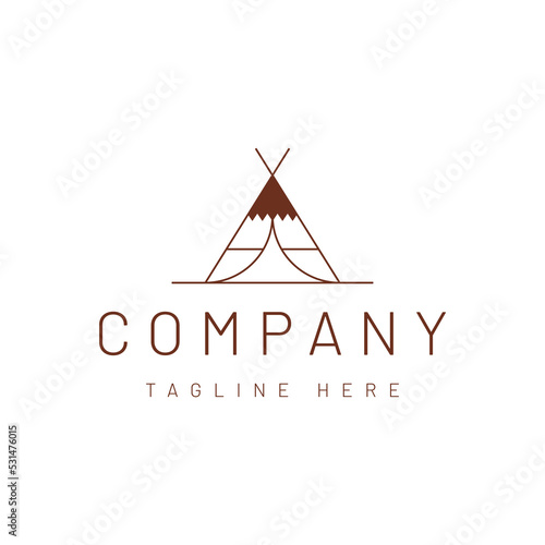 ancient Indian native tent tee pee logo design