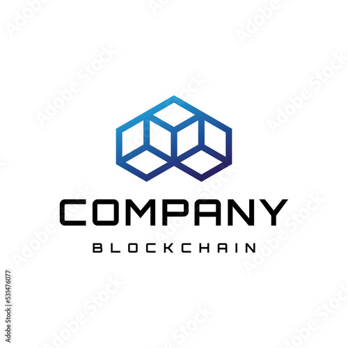 modern block chain technology logo design