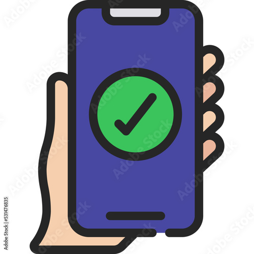 Holding Mobile Tick Icon