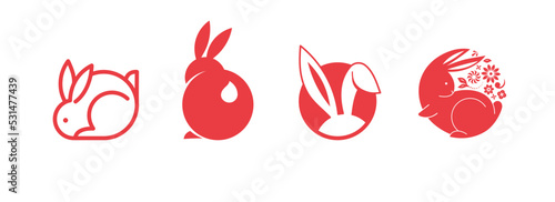 Chinese new year 2023 year of the rabbit - Chinese zodiac symbol, Lunar new year concept, modern background designs photo