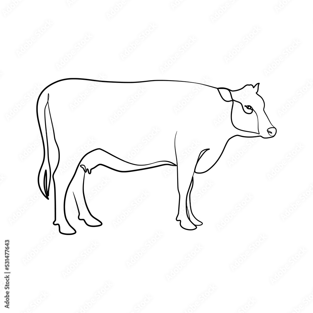Cow continuous line art design