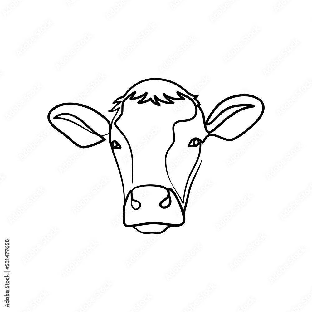Cow continuous line art design