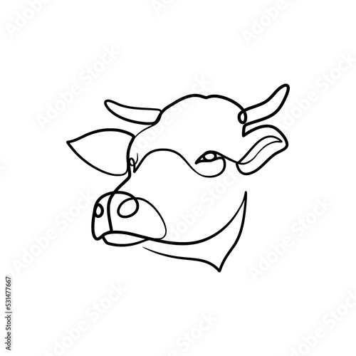 Cow continuous line art design