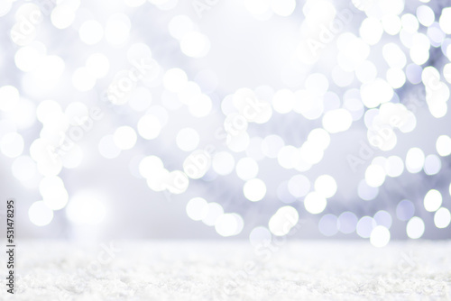 winter snowy background for christmas and new year, blurred bokeh © yta