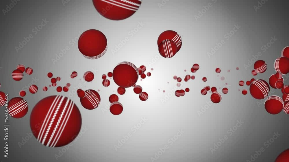 4K 3D loop animation of a red cricket ball spinning in slow motion on a green screen background