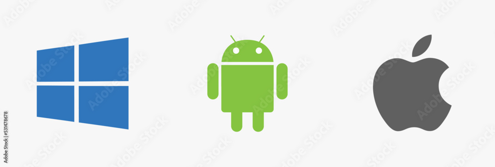 Windows, apple, android logo, vector icons, Editorial vector ...