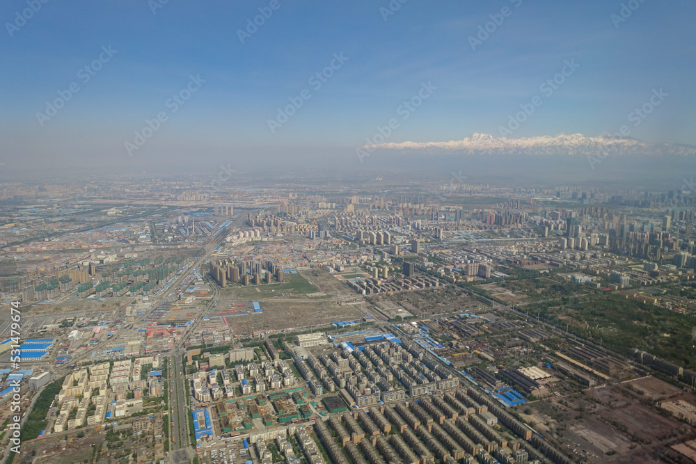 空から見た中国ウルムチの街並み 空から見た中国ウルムチの街並み
