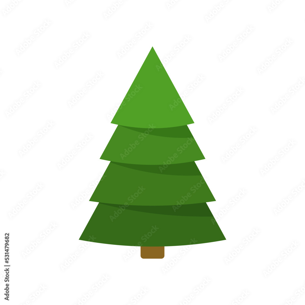 Christmas tree flat icon set. Xmas cartoon craft collection. Vector new year winter holiday desing element