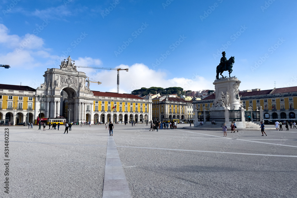 Praca do Comercio and statue of King Jose I in Lisbon