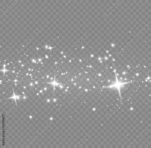 Starry dust, flash light spark, sparkle white star
