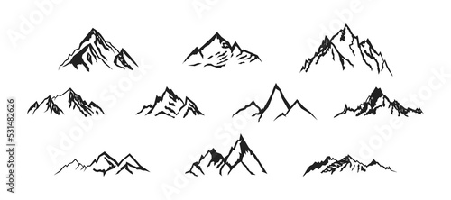 Mountaio icon  silhouette set. Can be used for your logo. Vector EPS 10