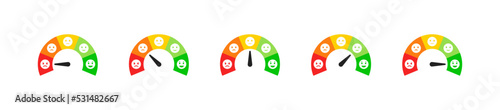 Different smiley emotions on indicator. Customer feedback concept. Vector EPS 10